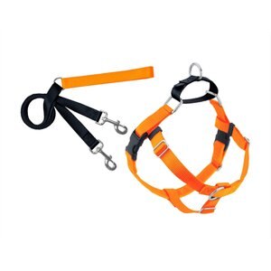 2 Hounds Design Freedom No Pull Nylon Dog Harness & Leash, Neon Orange, Medium: 22 to 28-in chest, 1-in wide