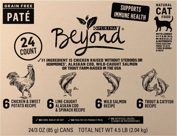 Purina Beyond Grain-Free Pate 4 Flavors Variety Pack Canned Cat Food, 3-oz, case of 24 slide 1 of 11