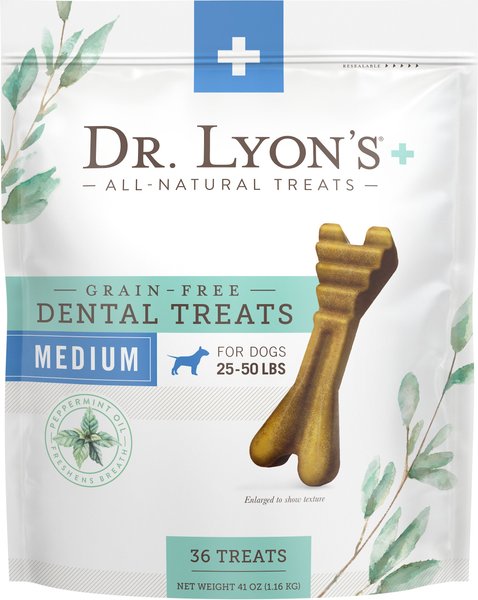Dr. Lyon's Grain-Free Mint Flavored Medium Dental Dog Treats, 36 count slide 1 of 9