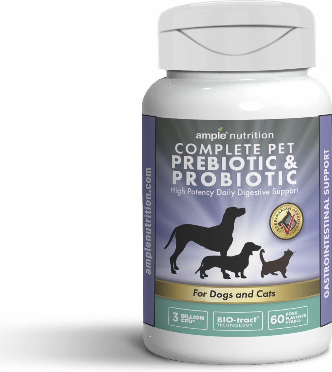 AMPLE NUTRITION Complete Pet Prebiotic & Probiotic Cat & Dog Supplement ...