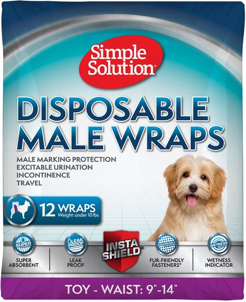 Simple Solution Disposable Male Dog Wrap, Toy: 9 to 14-in waist, 12 count slide 1 of 10
