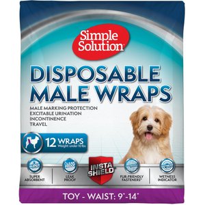 Simple Solution Disposable Male Dog Wrap, Toy: 9 to 14-in waist, 12 count