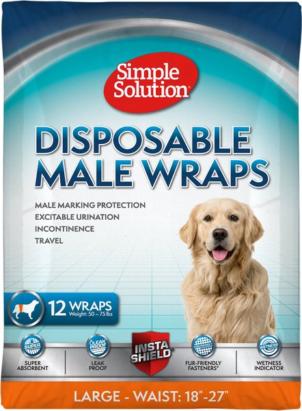 Simple Solution Disposable Male Dog Wrap, Large: 18 to 27-in waist, 12 count slide 1 of 10