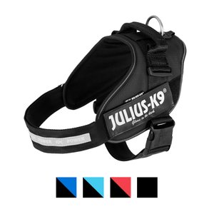 Julius-K9 IDC Powerharness Nylon Reflective No Pull Dog Harness, Black, Size 2: 28 to 37.5-in chest
