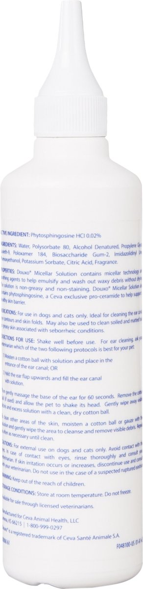 DOUXO Micellar Dog Cat Ear Solution 4.2 oz bottle Chewy