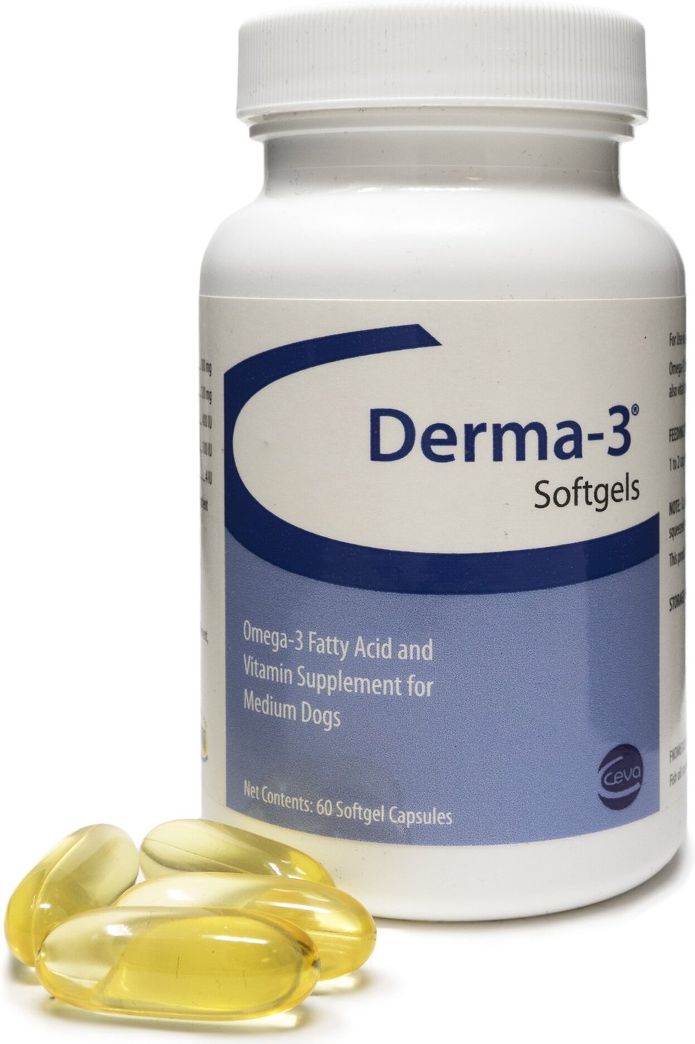 DERMA3 Softgels Medium Breed Dog Supplements, 60 count