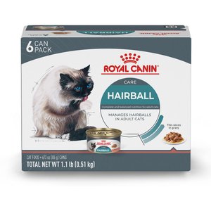 Royal Canin Feline Care Nutrition Hairball Care Thin Slices in Gravy Canned Cat Food, 3-oz, case of 6