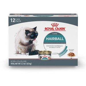 Royal Canin Feline Care Nutrition Hairball Care Thin Slices in Gravy Canned Cat Food, 3-oz, case of 12