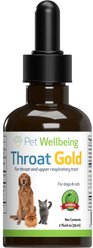Pet Wellbeing Throat Gold Bacon Flavored Liquid Respiratory Supplement for Dogs & Cats, 2-oz bottle