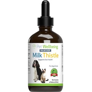 Pet Wellbeing Milk Thistle Bacon Flavored Liquid Liver Supplement for Dogs & Cats, 4-oz bottle