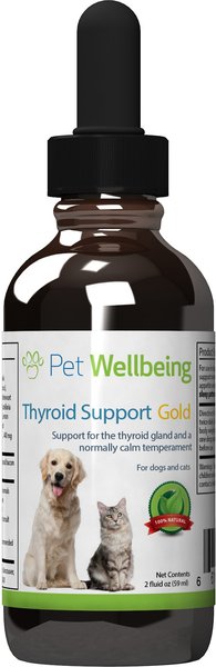 Pet Wellbeing Thyroid Support Gold Bacon Flavored Liquid Hormone Supplement for Dogs & Cats, 2-oz bottle slide 1 of 3