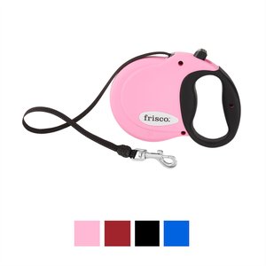 Frisco Nylon Tape Reflective Retractable Dog Leash, Pink, Medium: 16-ft long, 7/16-in wide