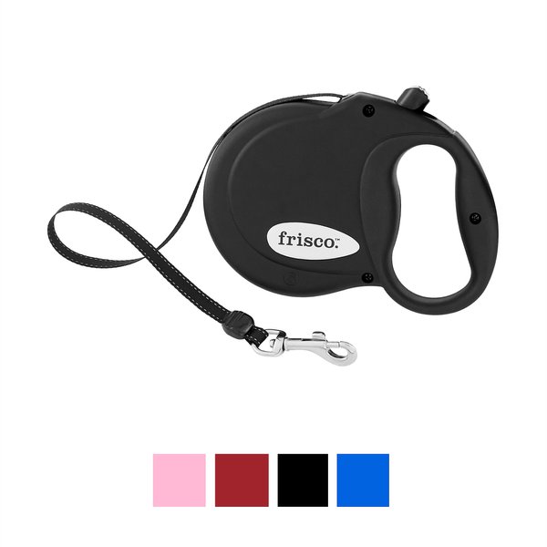 Frisco Nylon Tape Reflective Retractable Dog Leash, Black, Small: 16-ft long, 3/8-in wide slide 1 of 6