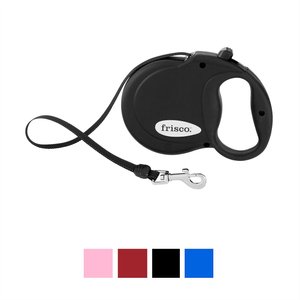 Frisco Nylon Tape Reflective Retractable Dog Leash, Black, Medium: 16-ft long, 7/16-in wide