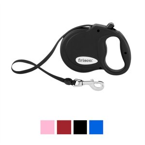 Frisco Nylon Tape Reflective Retractable Dog Leash, Black, Large: 16-ft long, 9/16-in wide