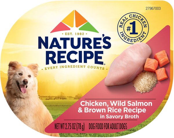 Nature's Recipe Chicken & Wild Salmon Recipe in Broth Wet Dog Food, 2.75-oz, case of 12 slide 1 of 7