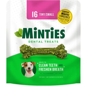 VetIQ Minties Tiny/Small Dental Dog Treats, 16 count