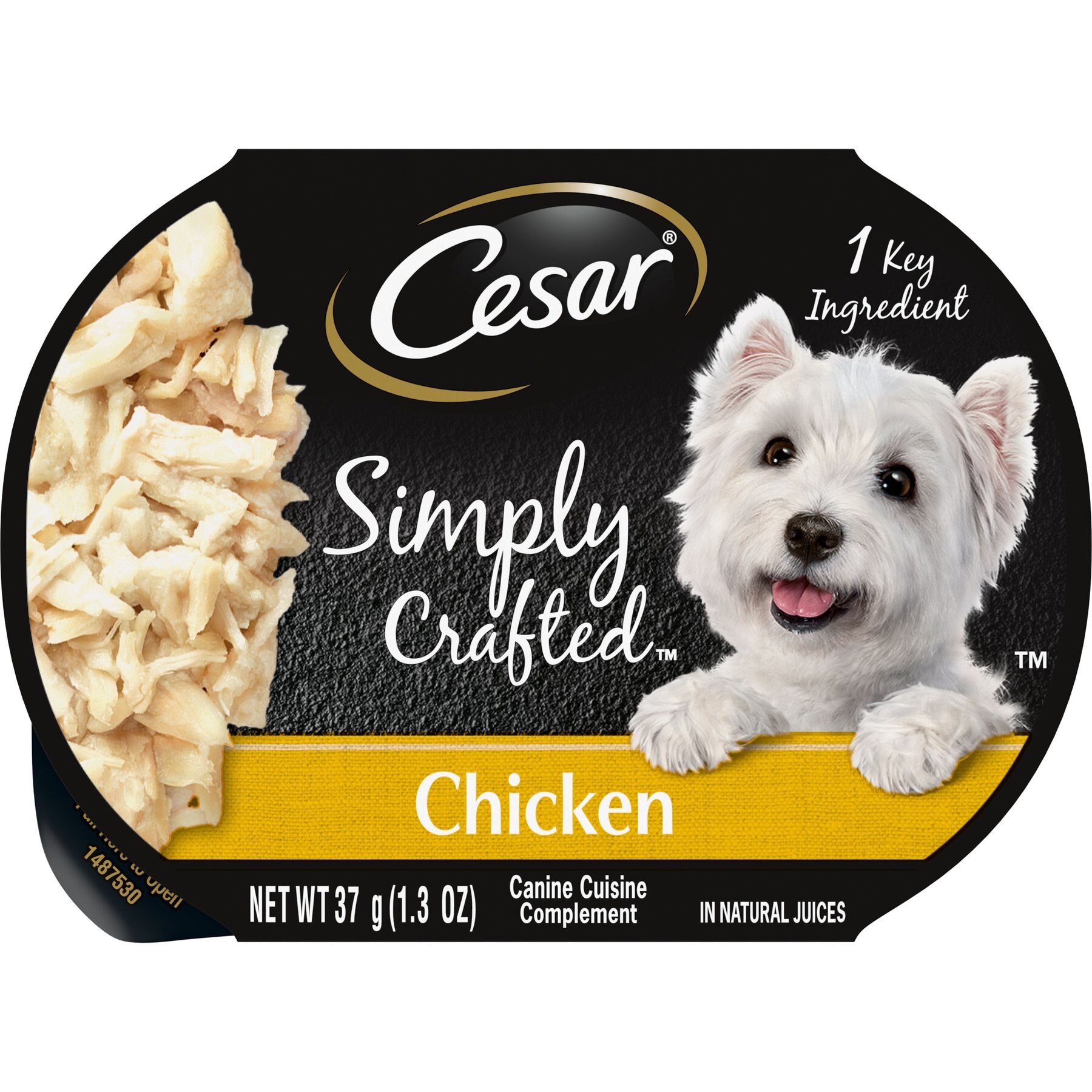 10 Pack Cesar Simply Crafted Adult Wet Dog Food Cuisine Complement Chicken 1.3 oz. Tub