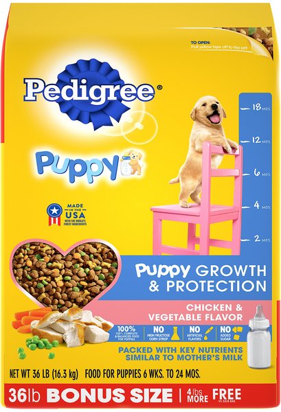Show full view: Pedigree Puppy Growth & Protection Chicken & Vegetable Flavor Dry Dog Food, 36-lb bag slide 1 of 11