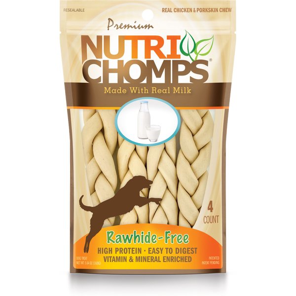 Pork Chomps Peanut Butter Flavor Pork Skin Braid Dog Treat