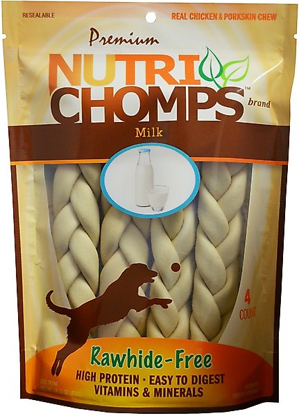 Nutri Chomps 9-in Milk Flavor Braid Dog Treats, 4 count slide 1 of 2