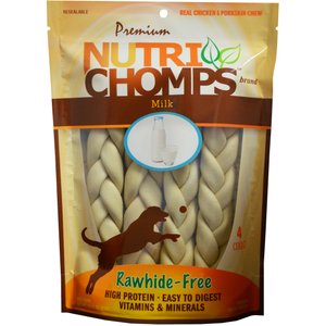 Nutri Chomps 9-in Milk Flavor Braid Dog Treats, 4 count