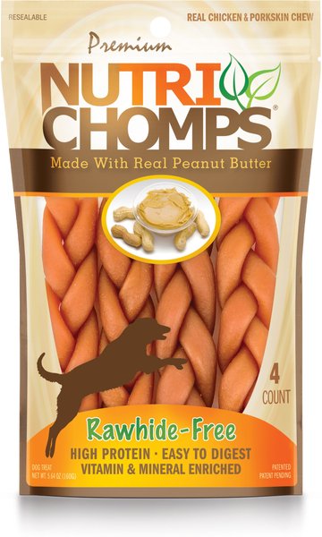 Nutri Chomps 6" Peanut Butter Flavor Braid Dog Treats, 4 count slide 1 of 2