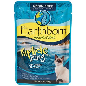 Earthborn Holistic Riptide Zing Tuna Dinner in Gravy Grain-Free Cat Food Pouches, 3-oz pouch, case of 24
