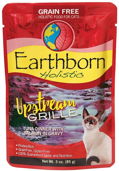 Earthborn Holistic Upstream Grille Tuna Dinner with Salmon in Gravy Grain-Free Cat Food Pouches, 3-oz pouch, case of 24 slide 1 of 7