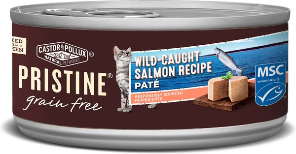 Castor Pollux PRISTINE Grain Free Wild Caught Salmon Recipe Pate Canned Cat Food