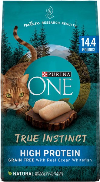 Purina ONE True Instinct Natural Grain-Free with Ocean Whitefish High Protein Dry Cat Food, 14.4-lb bag slide 1 of 11