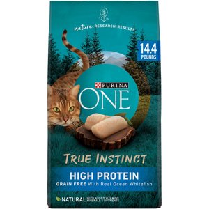 PURINA ONE True Instinct Natural Real Chicken Plus Vitamins Minerals High Protein Grain Free Dry Cat Food 14.4 lb bag Chewy