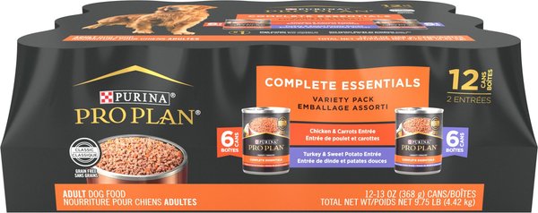 Purina Pro Plan Complete Essentials Variety Pack Grain-Free Canned Dog Food, 13-oz, case of 12 slide 1 of 10