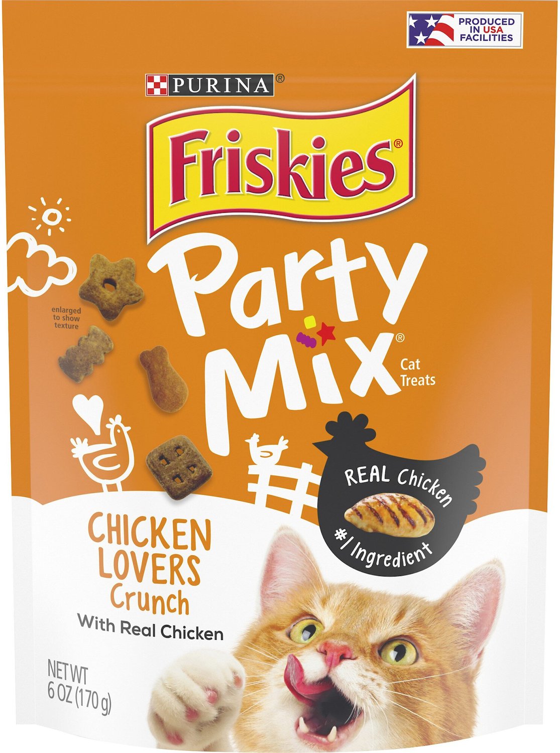 Purina Friskies Party Mix Chicken Lovers Crunch Cat Treats, 6oz bag