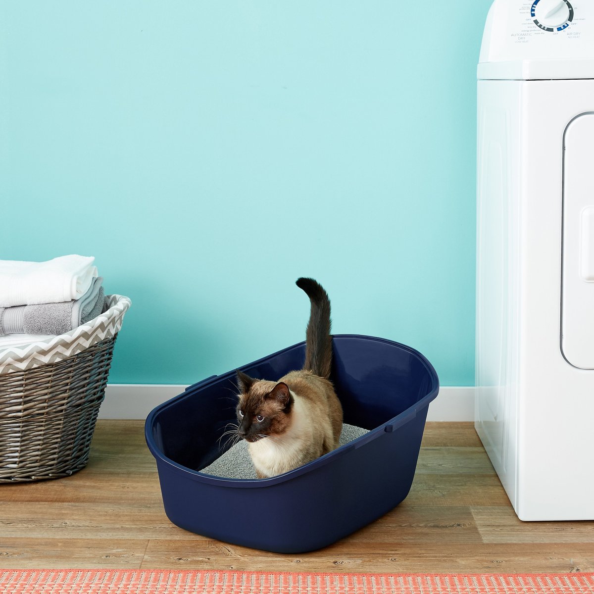 FRISCO High Back Cat Litter Box, Extra Large, Navy, 23in