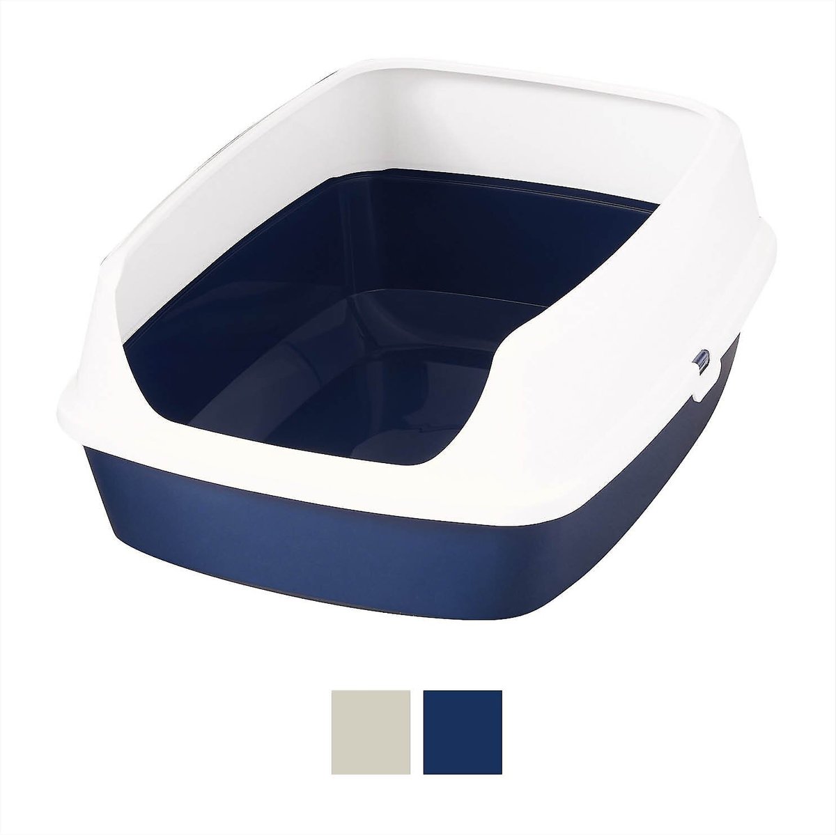 FRISCO Open Top Cat Litter Box With Rim, Large, Navy, 19in