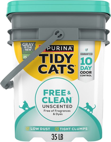 Tidy Cats Free & Clean Unscented Clumping Clay Cat Litter, 35-lb pail slide 1 of 13