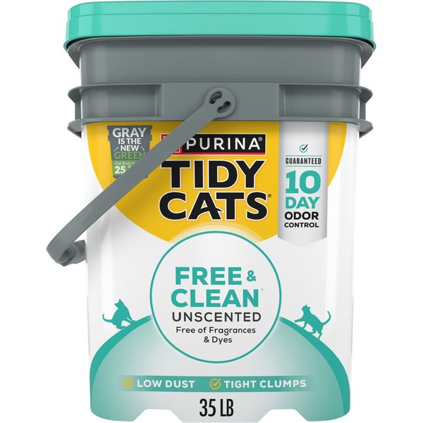 TIDY CATS Free & Clean Unscented Clumping Clay Cat Litter, 35lb pail