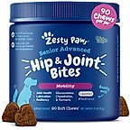 Zesty Paws Advanced Mobility Bites Chicken Flavored Soft Chews Hip & Joint Supplement for Senior Dogs, 90 count