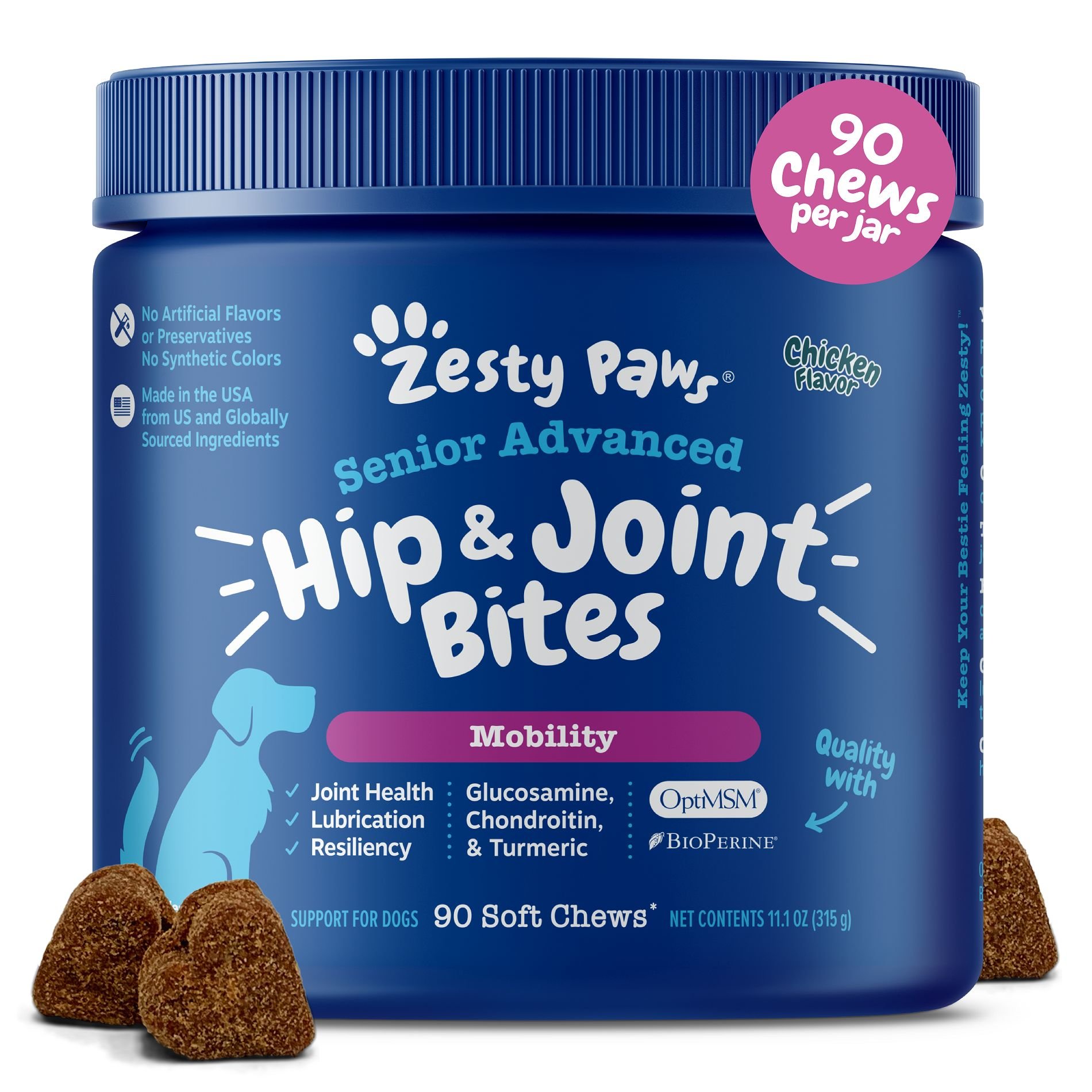 ZESTY PAWS Advanced Mobility Bites Chicken Flavored Soft Chews Hip ...