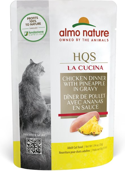 Almo Nature HQS La Cucina Chicken with Pineapple Grain-Free Cat Food Pouches, 1.94-oz, case of 24 slide 1 of 7