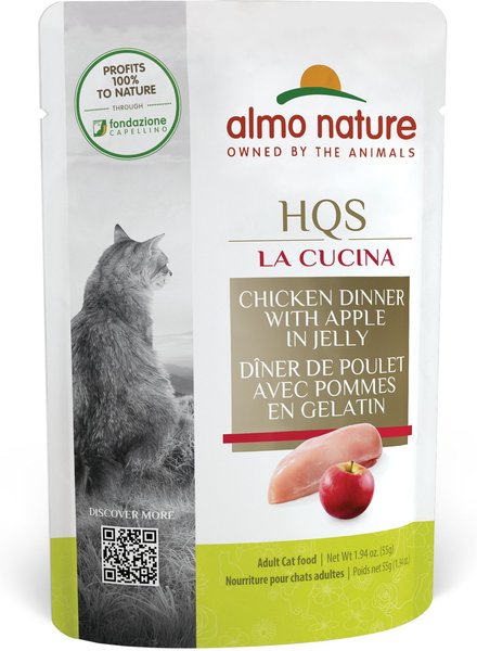 Almo Nature HQS La Cucina Chicken with Apple Grain-Free Cat Food Pouches, 1.94 oz, case of 24 slide 1 of 7