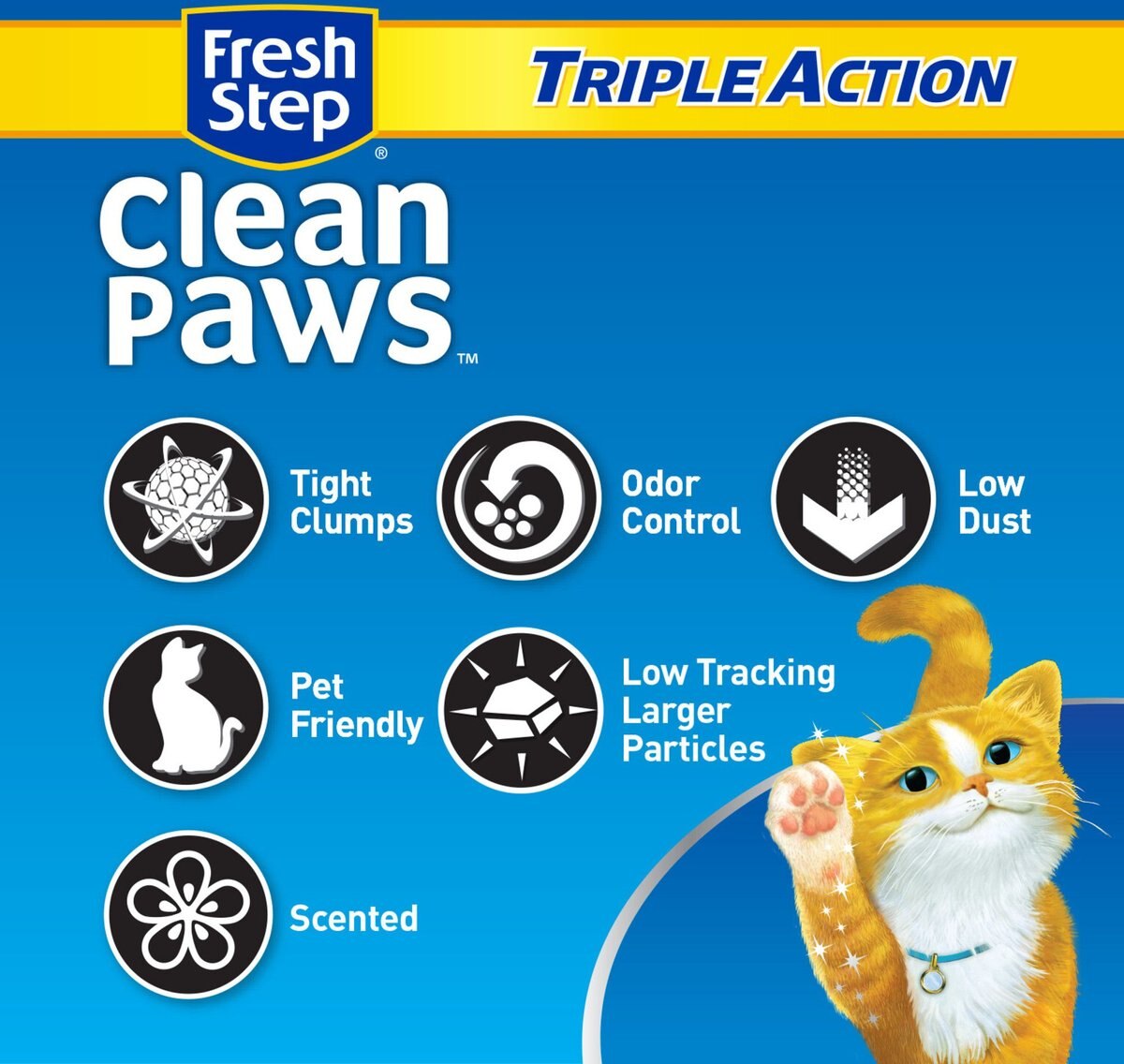 Fresh step clean paws triple action low store tracking cat litter