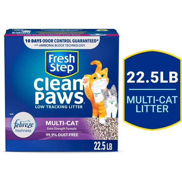 FRESH STEP Clean Paws MultiCat Scented Clumping Cat Litter, 22.5lb