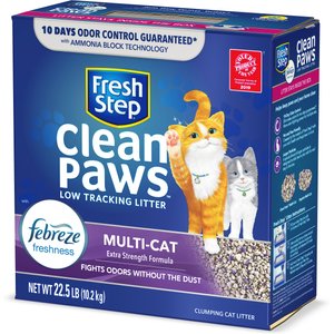 Fresh Step Clean Paws Multi-Cat Scented Clumping Clay Cat Litter, 22.5-lb box