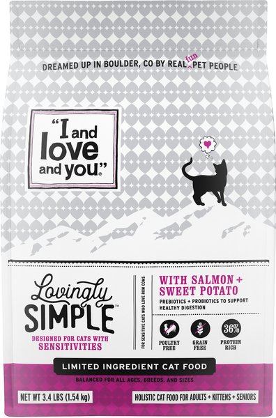 I and Love and You Lovingly Simple Limited Ingredient Diet Salmon and Sweet Potato Dry Cat Food, 3.4-lb bag slide 1 of 9