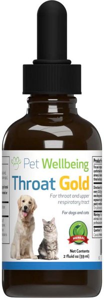 Pet Wellbeing Throat Gold Bacon Flavored Liquid Respiratory Supplement for Dogs & Cats, 2-oz bottle slide 1 of 9