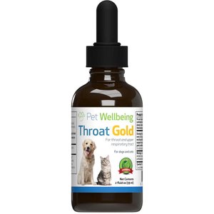 Pet Wellbeing Throat Gold Bacon Flavored Liquid Respiratory Supplement for Dogs & Cats, 2-oz bottle, Blue