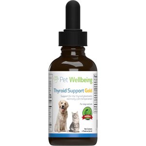 Pet Wellbeing Thyroid Support Gold Bacon Flavored Liquid Supplement for Dogs & Cats, 2-oz bottle