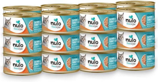 Nulo Freestyle Minced Salmon & Turkey in Gravy Grain-Free Canned Cat & Kitten Food, 3 oz-, case of 24 slide 1 of 2